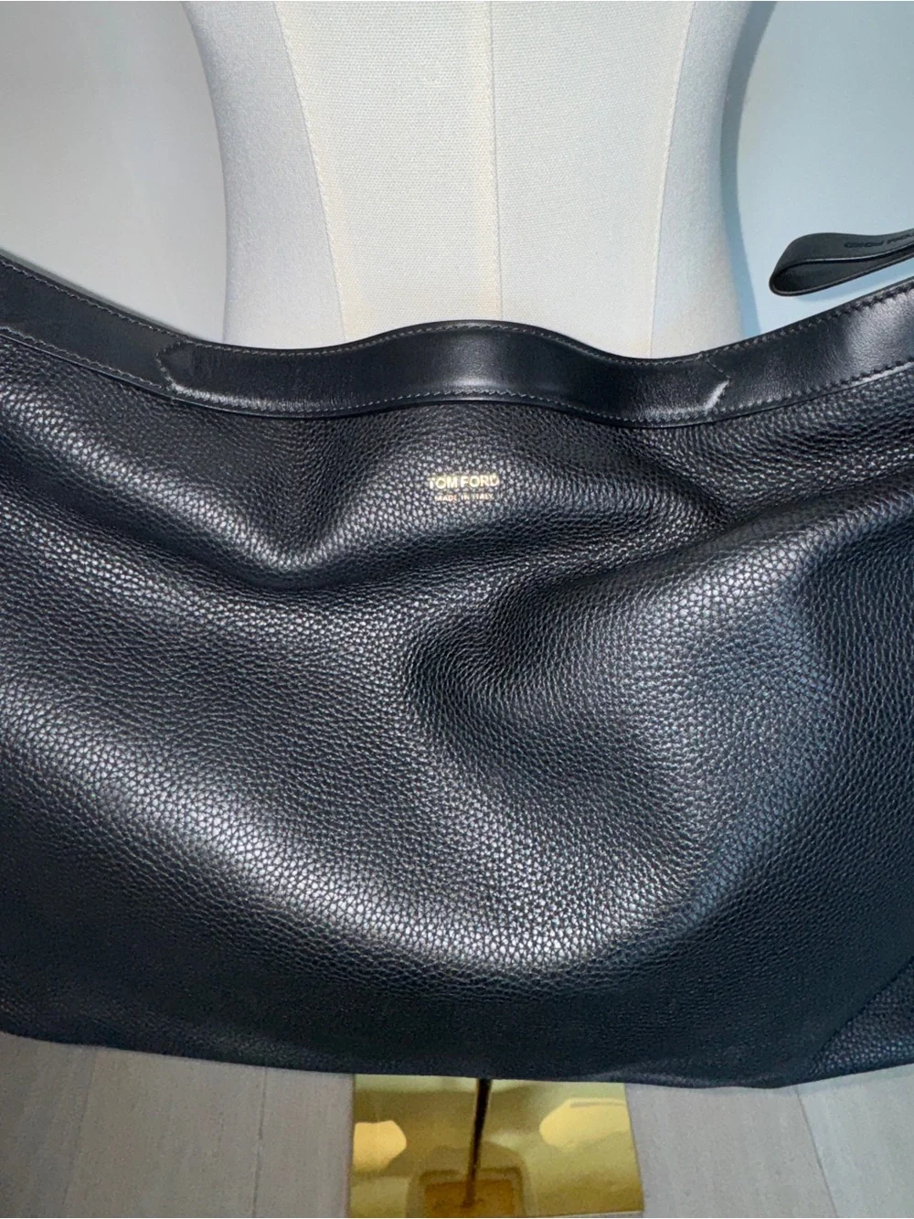 Tom Ford Black Grain Leather Oversized Hobo with Gold Hardware - Picture 6 of 6